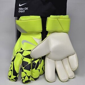 Nike Grip3 Goalkeeper Gloves Adult Size 9 Volt Black Football Soccer Goalie NEW